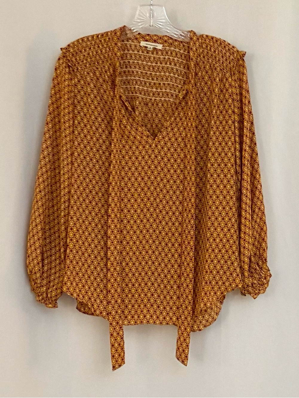 Max Studio Long Sleeve Printed Tie-Neck Blouse